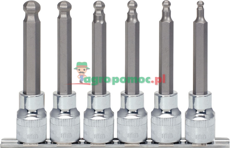 KS Tools 1/2" CHROMEplus® Bit-Stecknuss-Satz für Innensechskant-Schrauben, lang, 6-tlg., 5-12mm