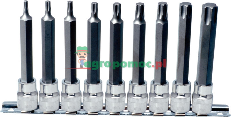 KS Tools 1/2" CHROMEplus® Bit-Stecknuss-Satz für TX-Schrauben, lang, 9-tlg., T20-T60