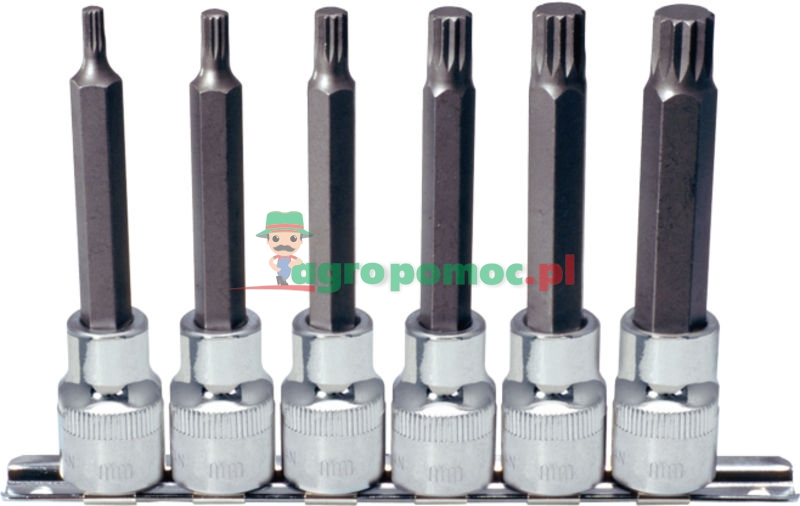 KS Tools 1/2" CHROMEplus® Bit-Stecknuss-Satz für Vielzahn (XZN®)-Schrauben, lang, 6-tlg., M