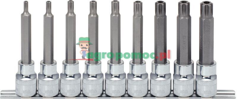 KS Tools 1/2" CHROMEplus® RIBE®-Bit-Stecknuss-Satz, lang, 9 tg., M5-M14