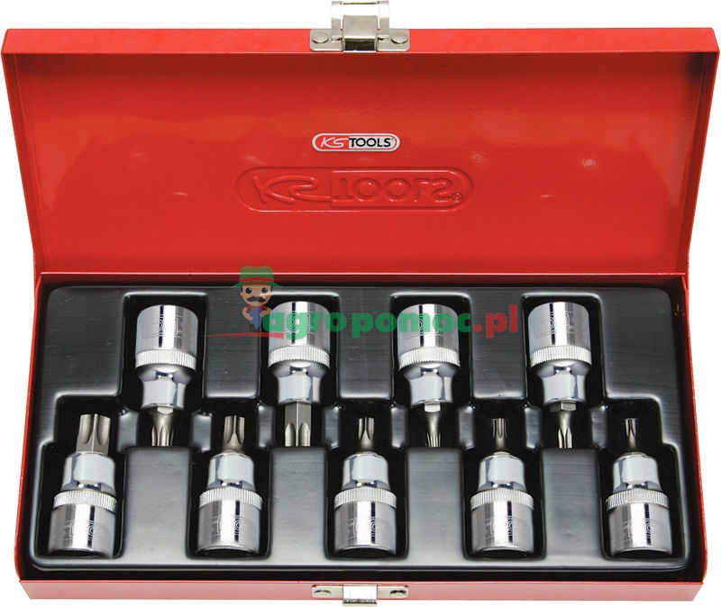 KS Tools 1/2" CHROMplus® Bit-Stecknuss-Satz für TX-Schrauben mit Stirnlochbohrung, 9 tg., TB20