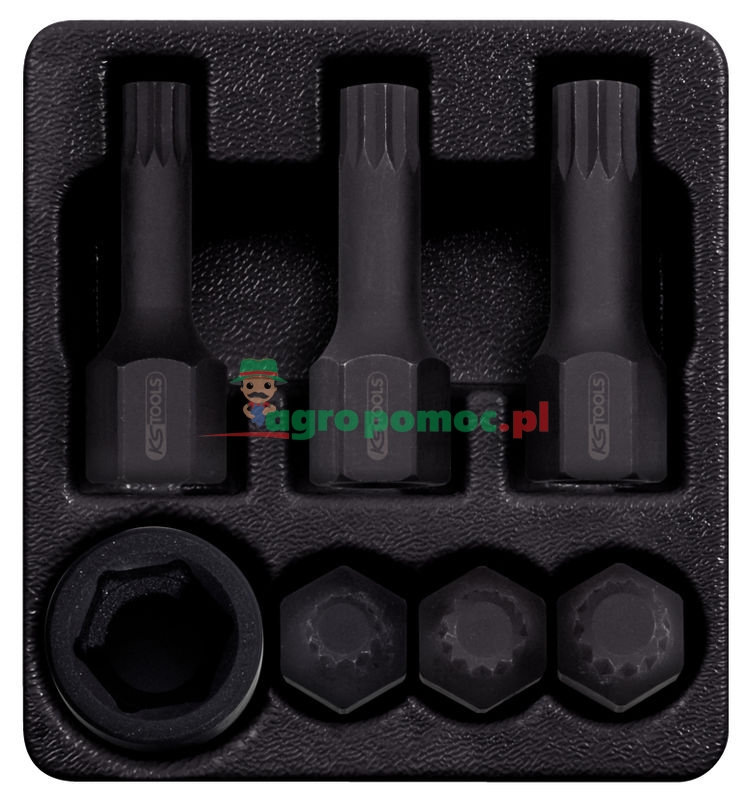 KS Tools 1/2" Spezial-Kraft-Bit-Stecknuss-Satz für Vielzahn(XZN®)-Schrauben, lang, 7-tlg, M14-.