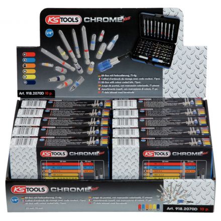 KS Tools 1/4" CHROMEplus® Bit-Satz-Display, 10 tg.