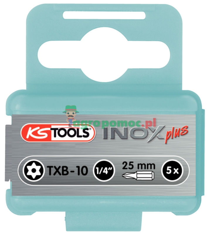 KS Tools 1/4" INOXplus® Bit für TX-Schrauben mit Stirnlochbohrung, 25mm, TB10, 5 kusů v balení