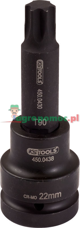 KS Tools 1" Kraft-Bit-Stecknuss für TX-Schrauben, lang, T100