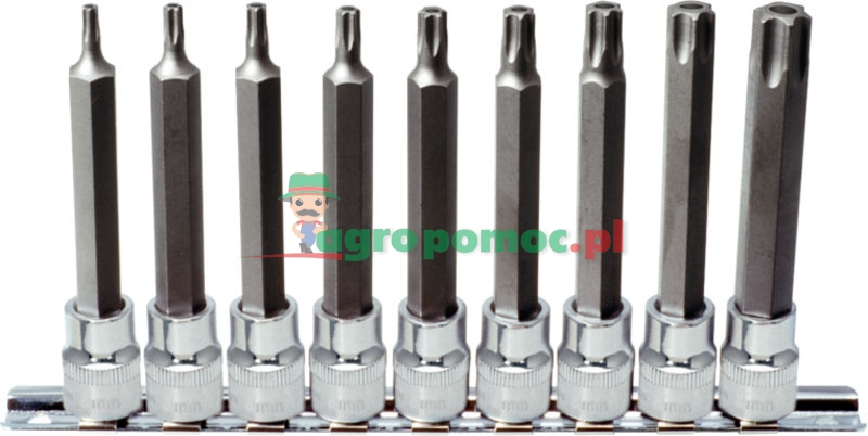 KS Tools 3/8" CHROMEplus® Bit-Stecknuss-Satz für TX-Schrauben mit Stirnlochbohrung, lang, 9-tlg