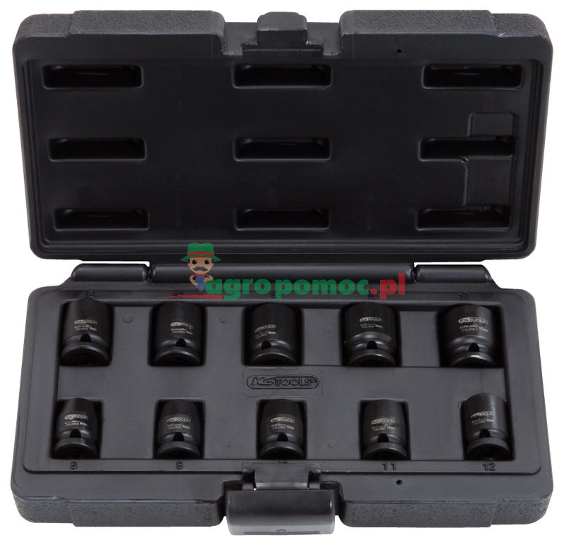 KS Tools 3/8" Zwölfkant-Kraft-Stecknuss-Satz, kurz, 10-tlg., 8-17mm