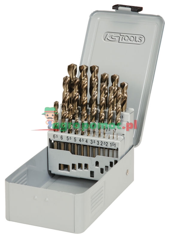 KS Tools HSS-G Co 5 Spiralbohrer-Satz in Kunststoffkassette, 25-tlg., 1-13mm