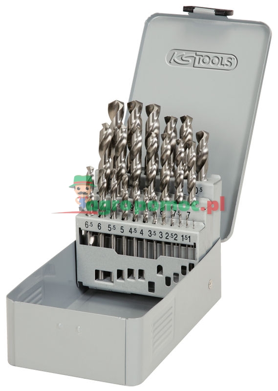 KS Tools HSS-G Spiralbohrer-Satz in Stahlblechkassette, 25-tlg., 1-13mm