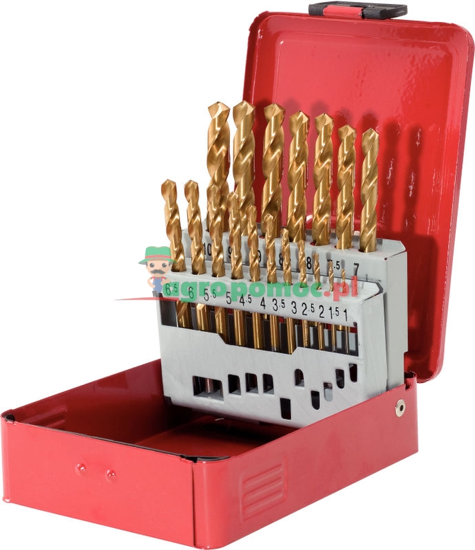 KS Tools HSS TiN Spiralbohrer-Satz in Stahlblechkassette, 19-tlg., 1-10mm