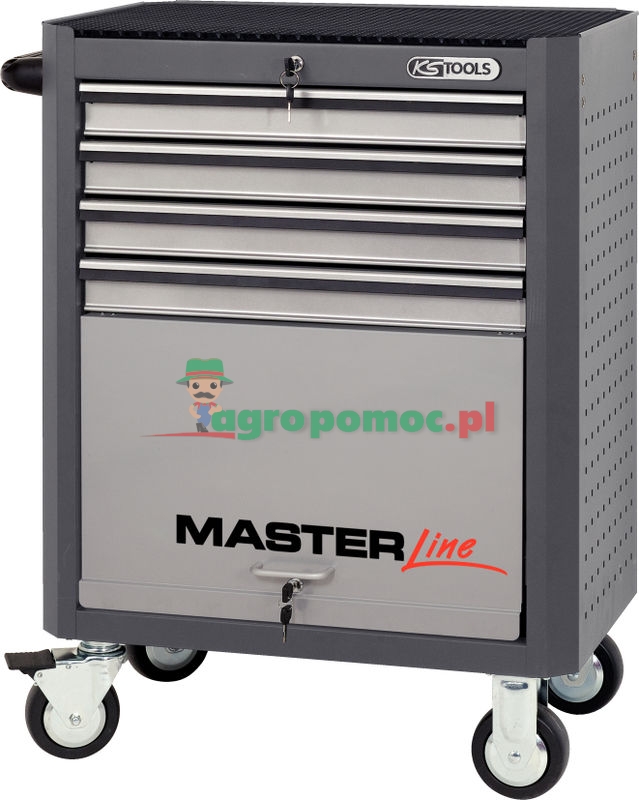 KS Tools MASTERline GRAU/SILBER Werkstattwagen, mit 4 Schubladen